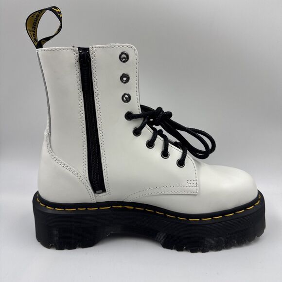 Dr. Martens Jadon 8-Eye Leather Chunky Platform Boot White Women Size 8 NEW - Picture 11 of 16